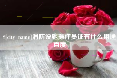 射阳消防设施操作员证有什么用途百度